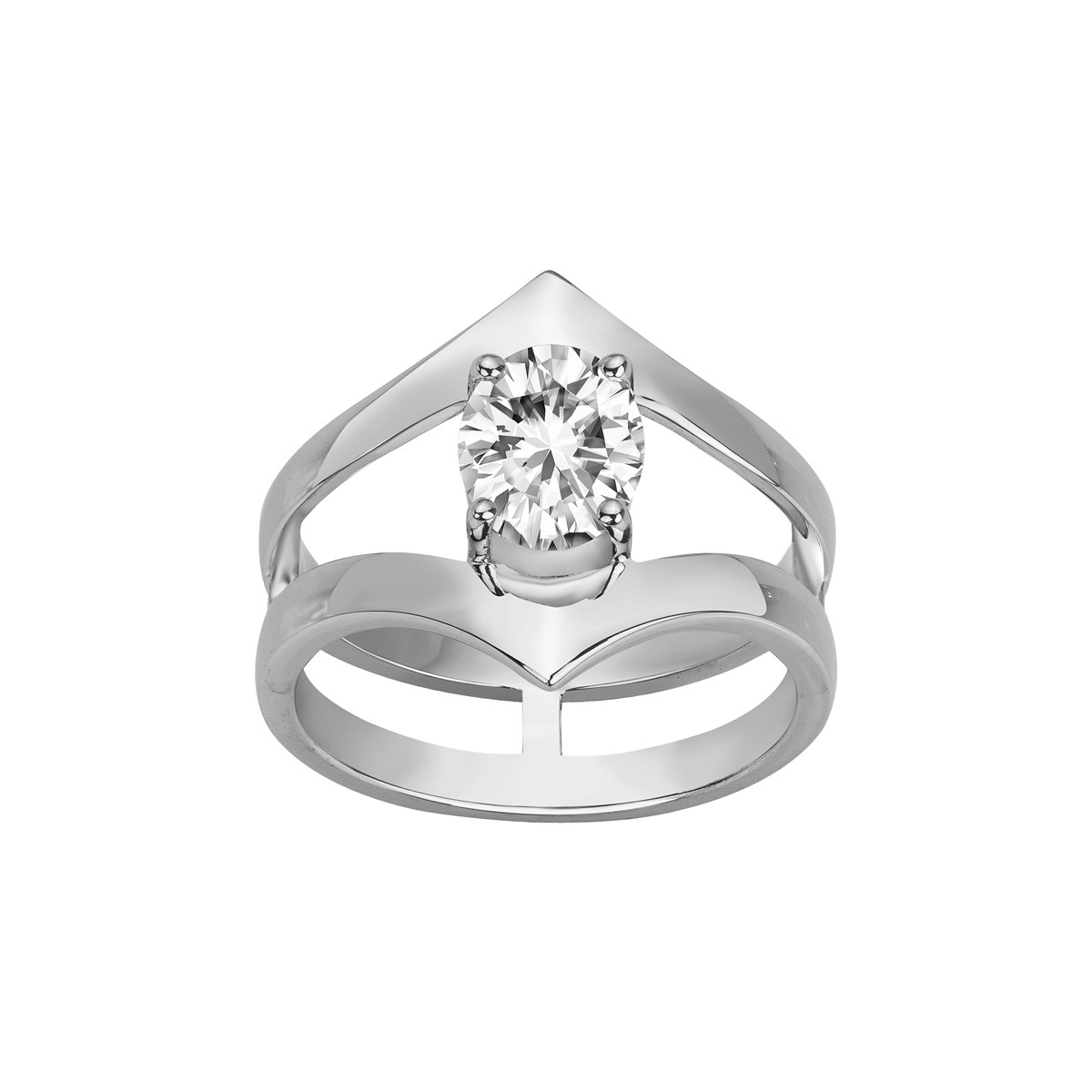 Bague en Argent avec oxyde de zirconium blanc