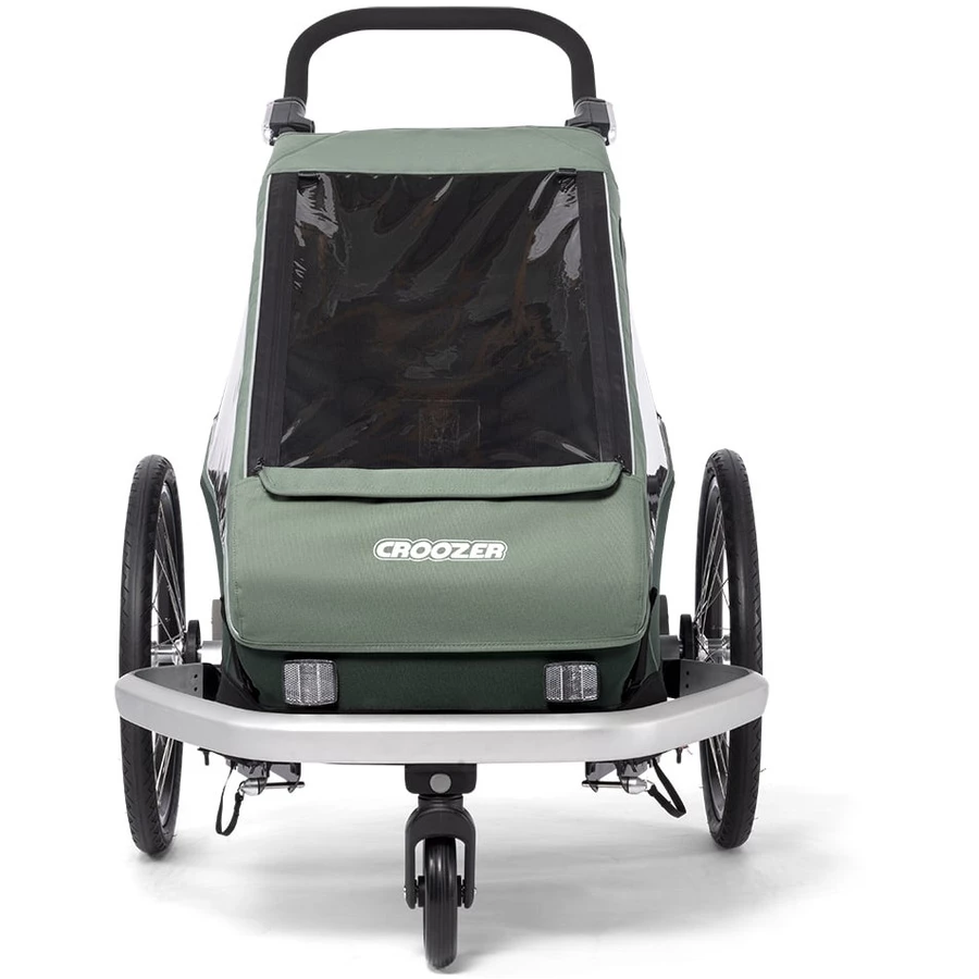 CROOZER Kinderfahrradanhänger  Kid Vaaya 1 Jungle green inklusive Fußraumschutzwanne