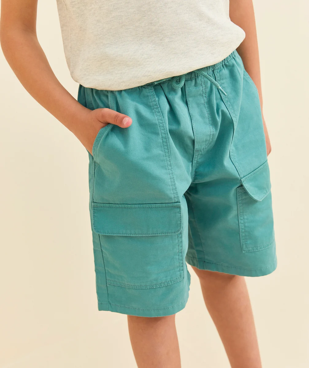bermuda baggy garçon bleu canard