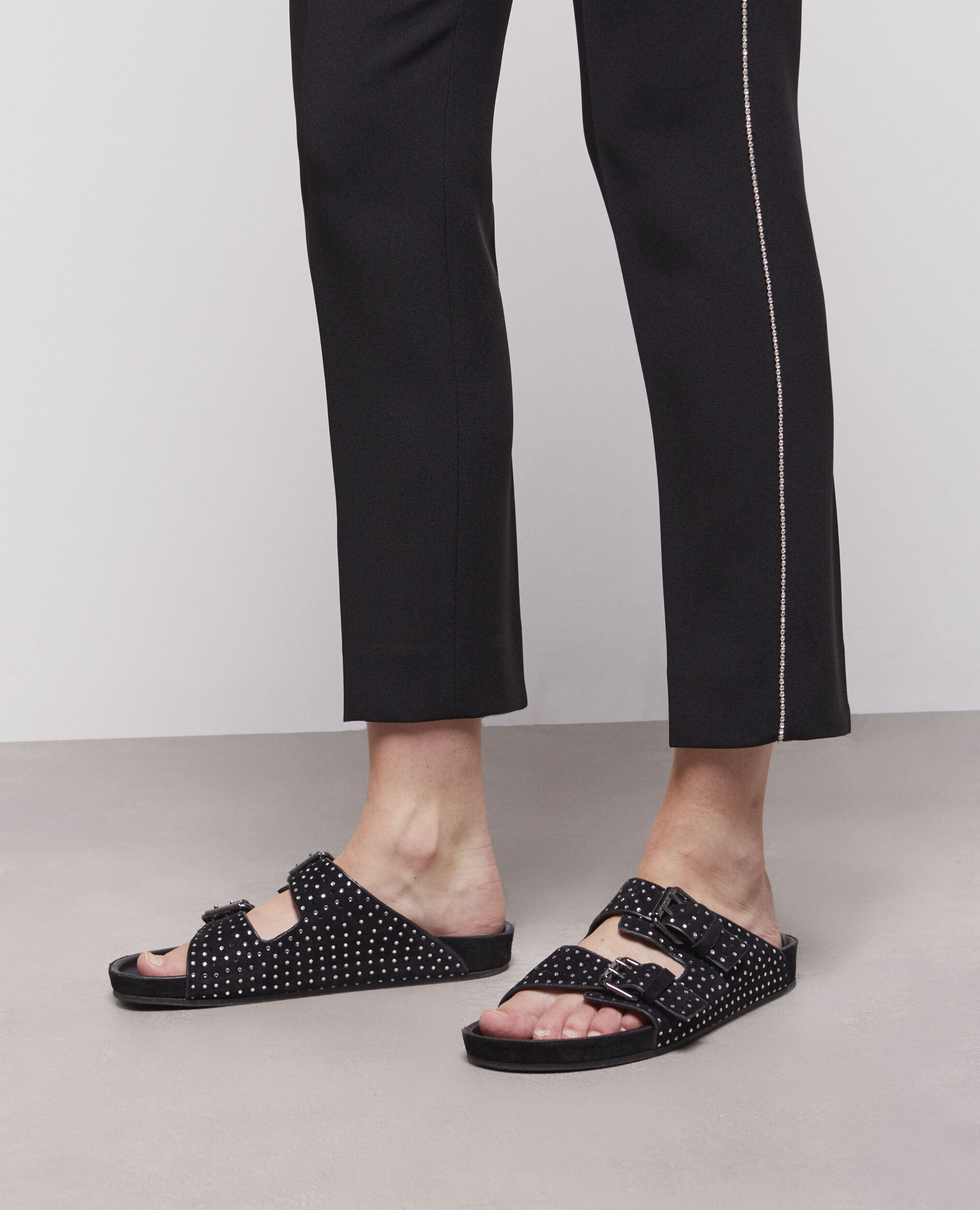 Sandales à doubles brides et strass
