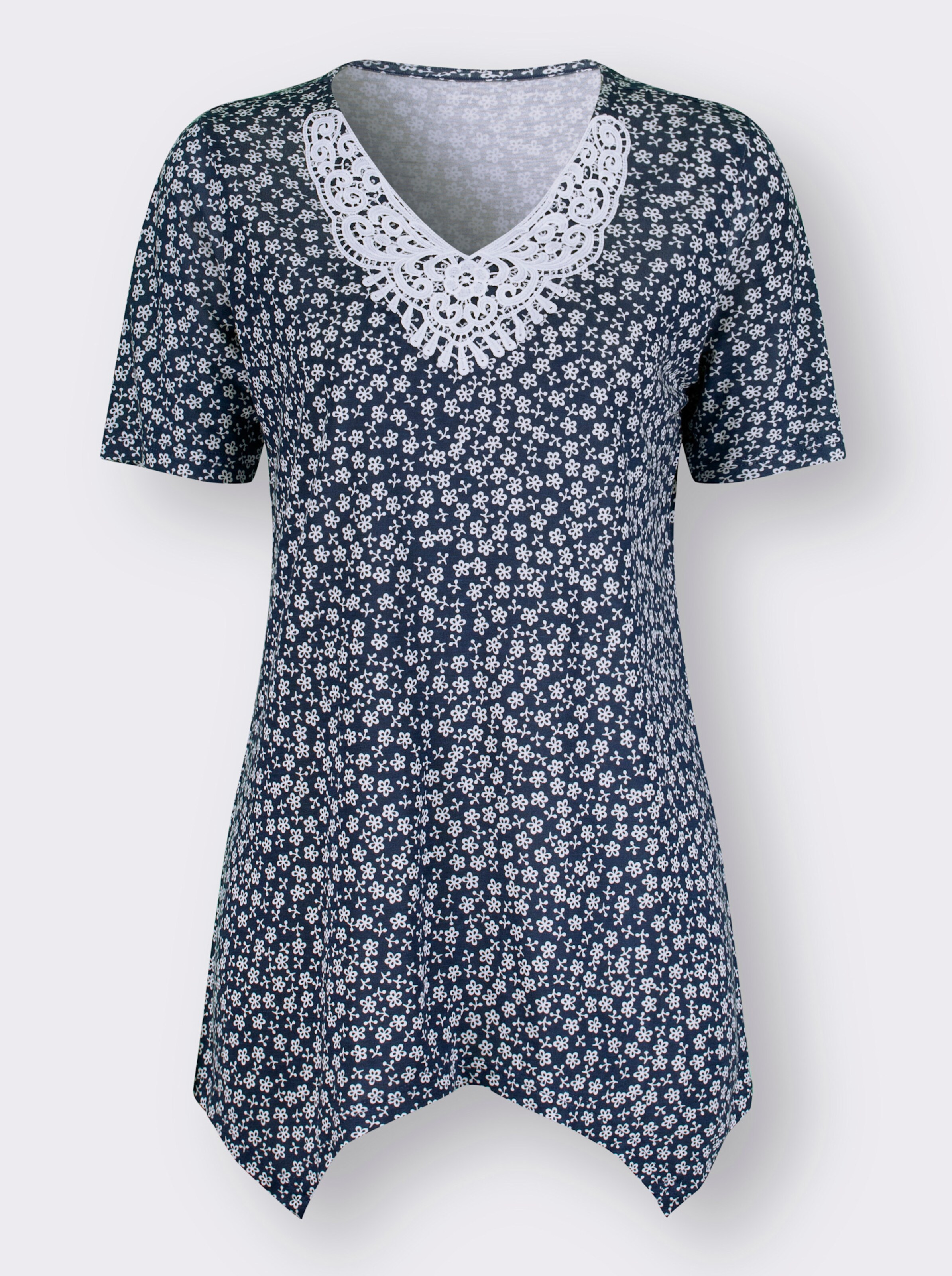Longshirt mit Spitze am Ausschnitt
