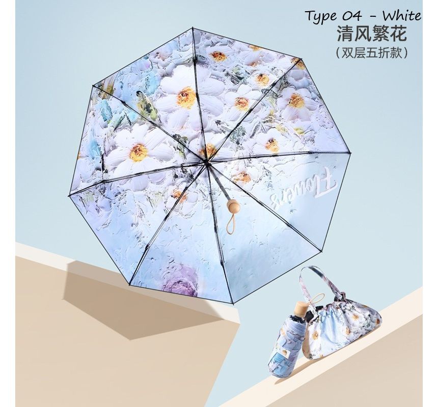 Fenmo - Compacte paraplu met bloemenmotief (diverse designs)