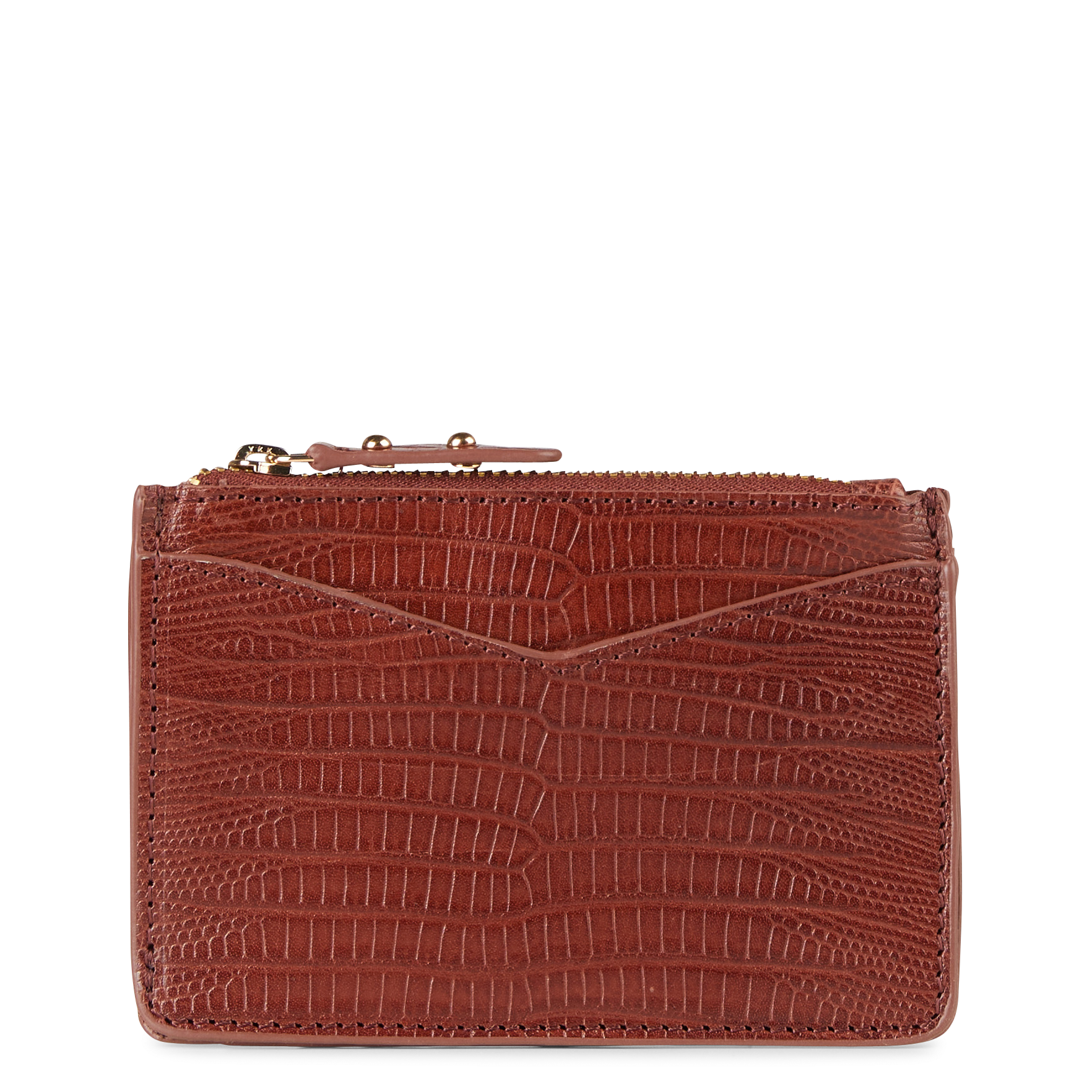 ELMO - Porte-cartes en cuir embossé python | Rouge