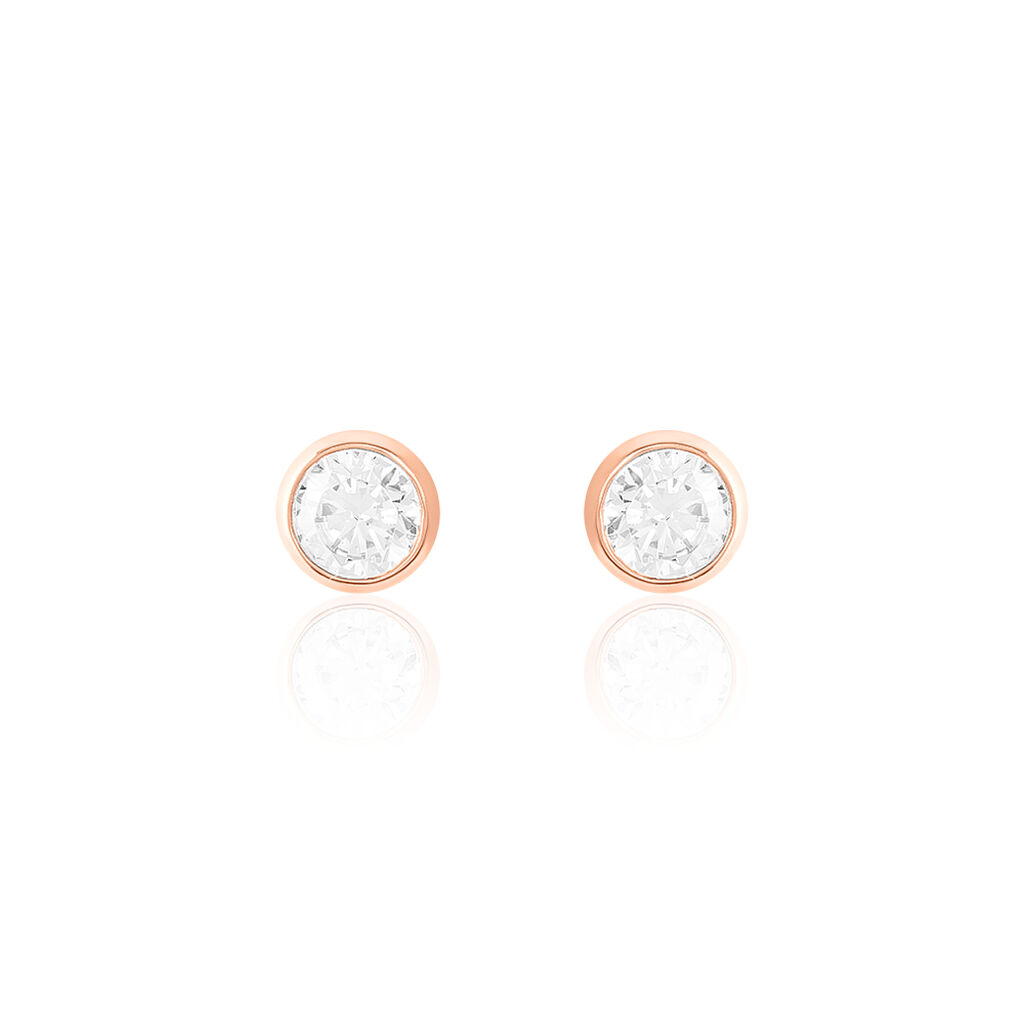 Boucles D'oreilles Puces Daria Serti Clos Or Rose Oxyde De Zirconium