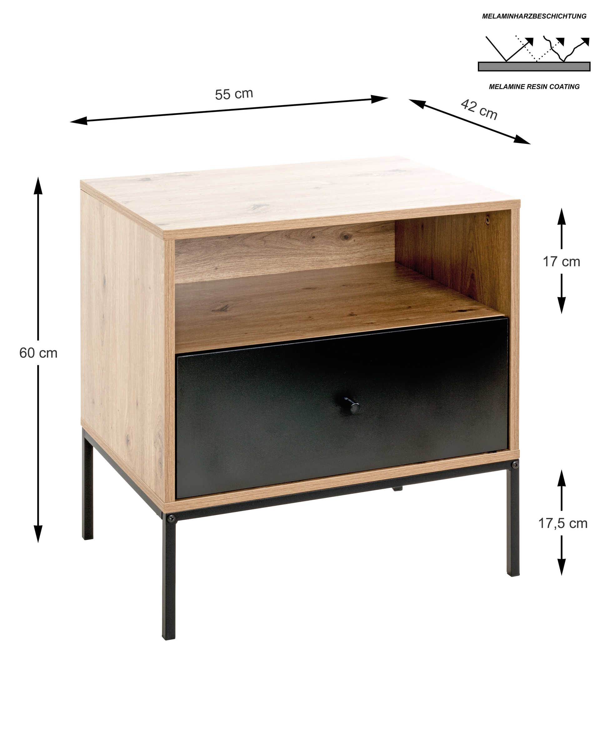 Konsole 55 x 42 cm braun/schwarz