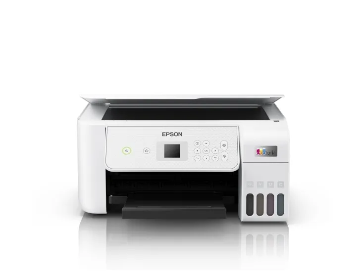 Epson EcoTank ET-2876 - Multifunktionsprinter - farve - blækprinter - ITS - A4 (medie) - op til 10 spm (udskriver) - 100 ark - Wi-Fi, USB - hvid