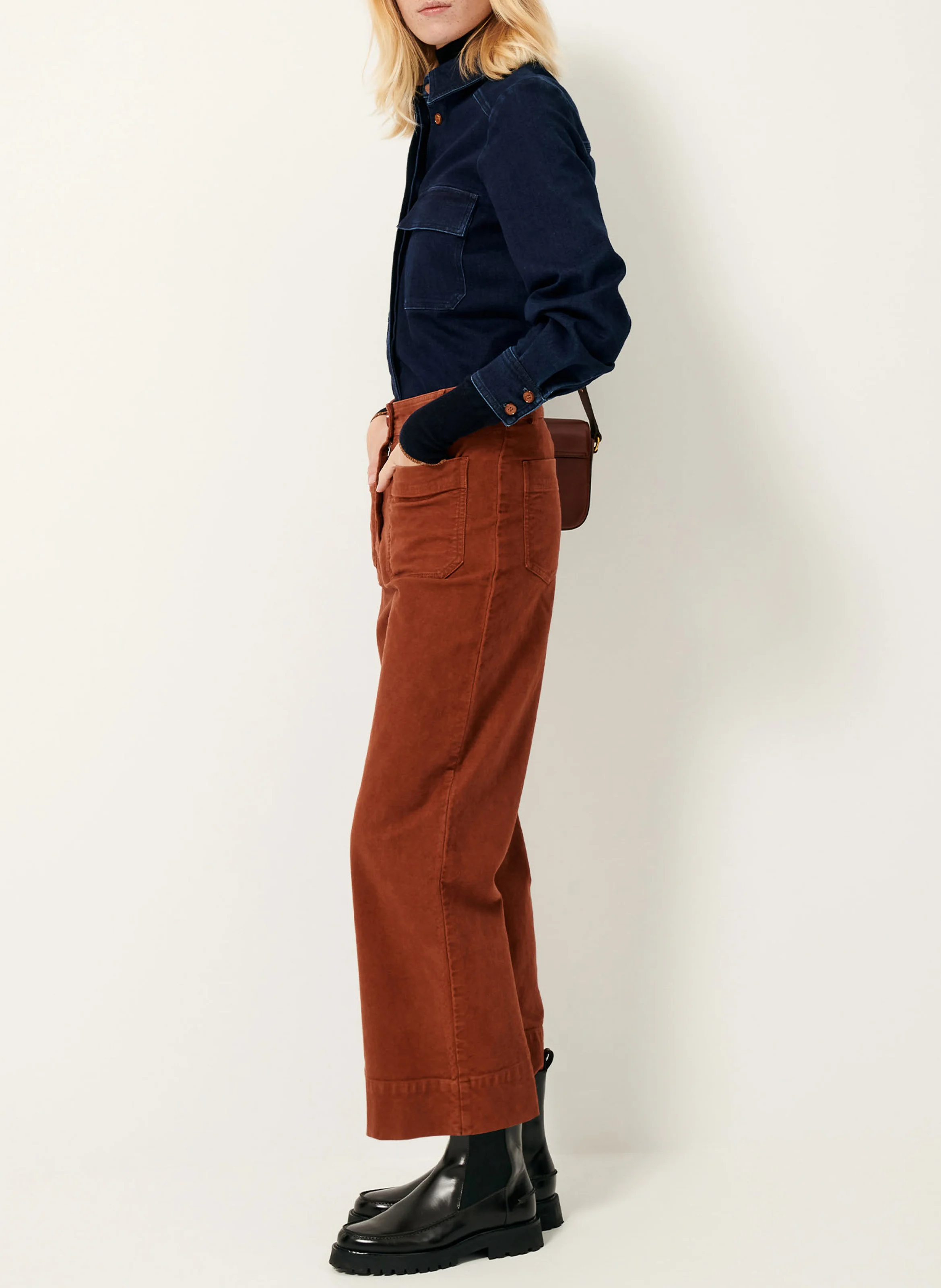 HUDPEACH - Pantalon droit en coton mélangé | Marron