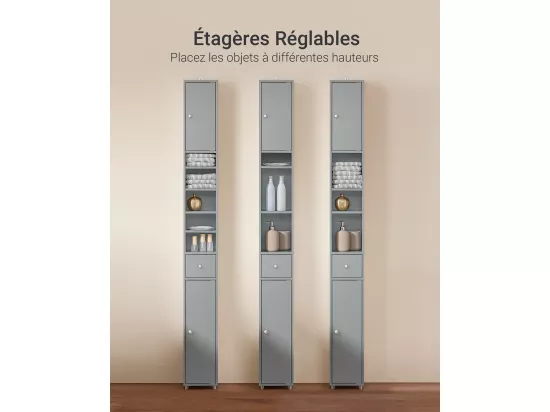Meuble De Rangement Salle D Bain Meuble Colonne Armoire De Toilette Meuble Wc Gris, BZr34-hg