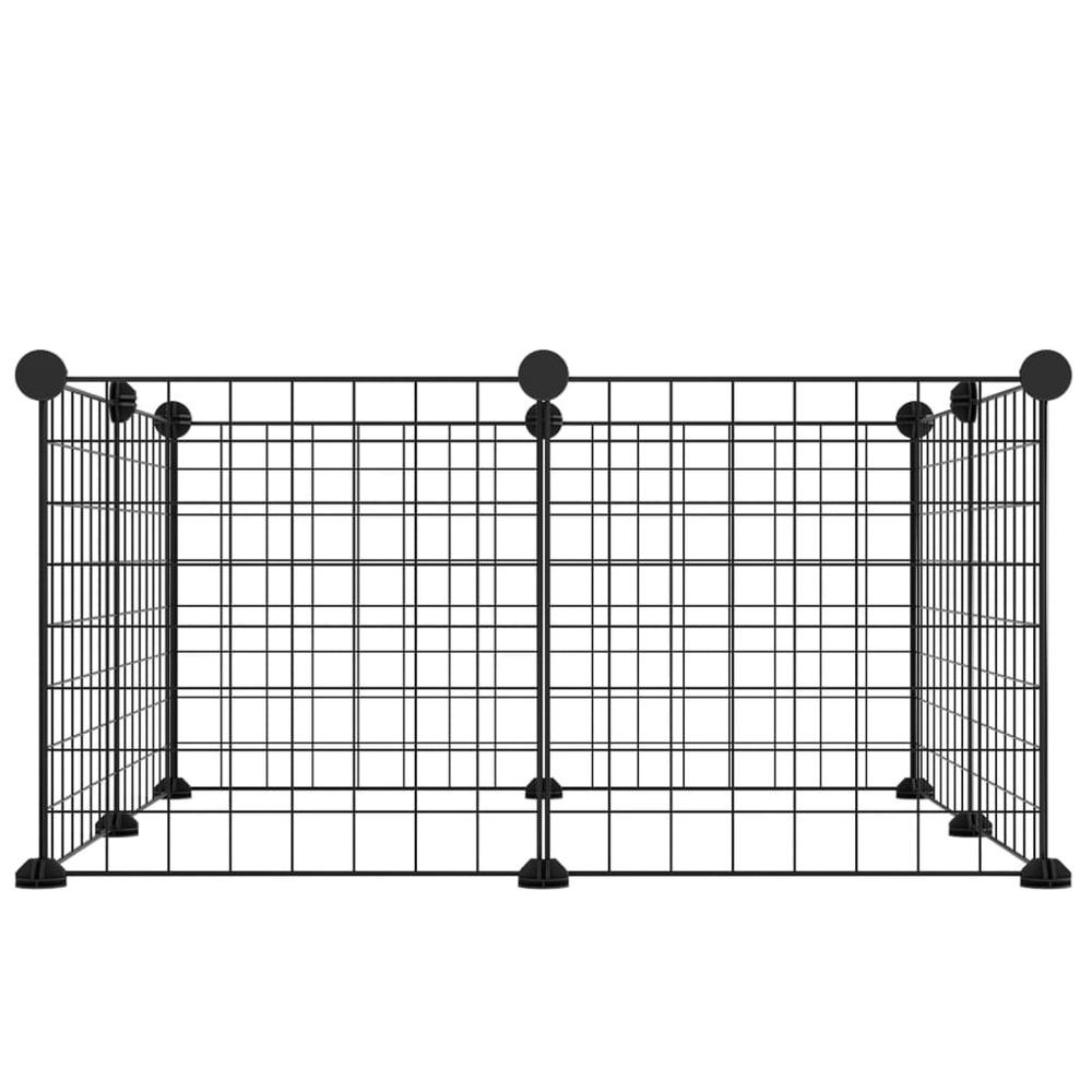 Cage animaux de compagnie à 8 panneaux noir 35x35 cm acier
