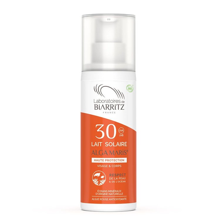 Lait solaire SPF30 Bio Idéal pour les peaux sèches 100ml Alga Maris Laboratoires De Biarritz