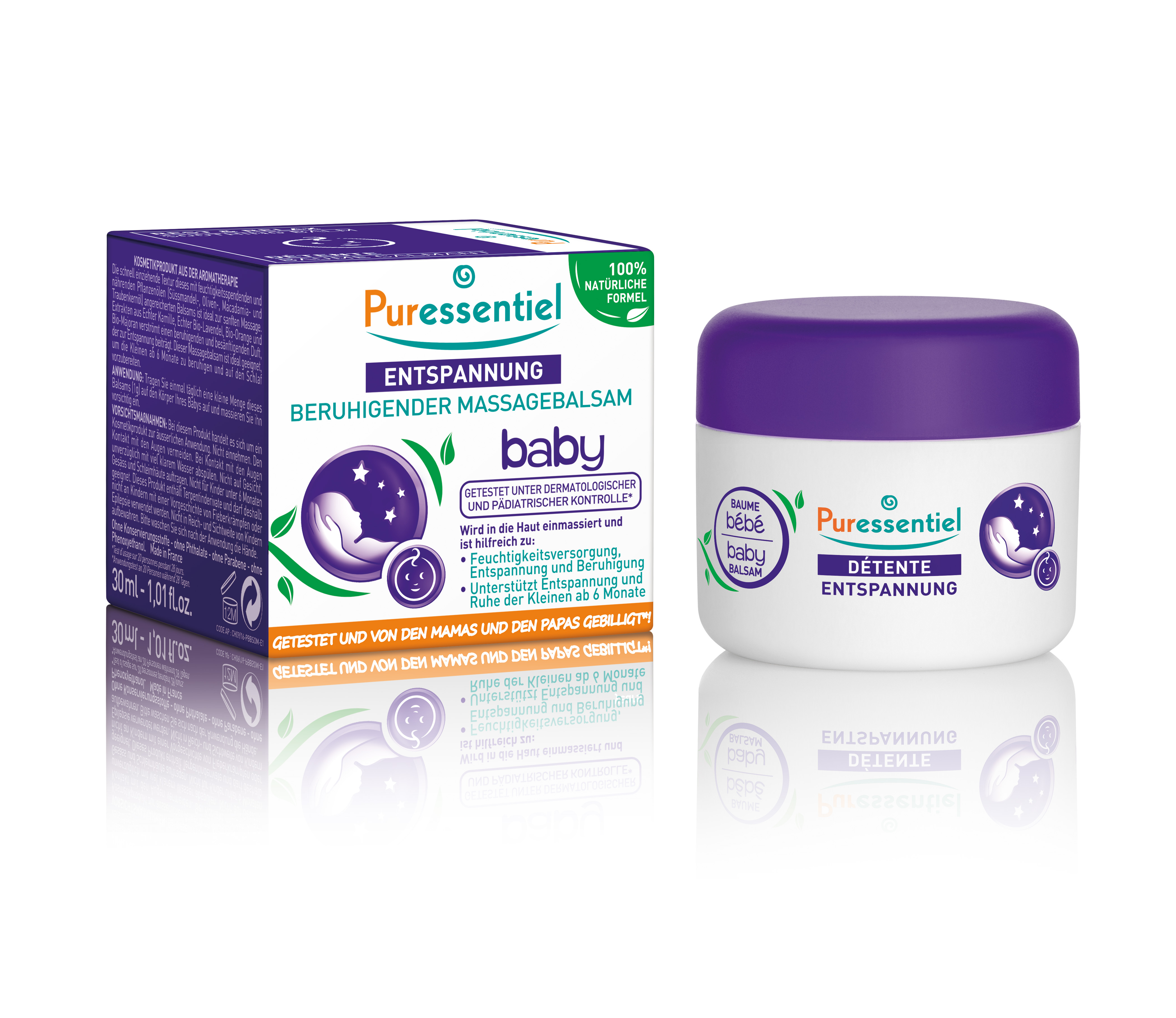 Puressentiel Beruhigender Massagebalsam Baby<br>30 ml, Dose, Balsam, mit 3 ätherischen Ölen