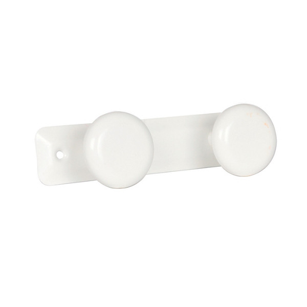 Patère 2 têtes en métal blanc