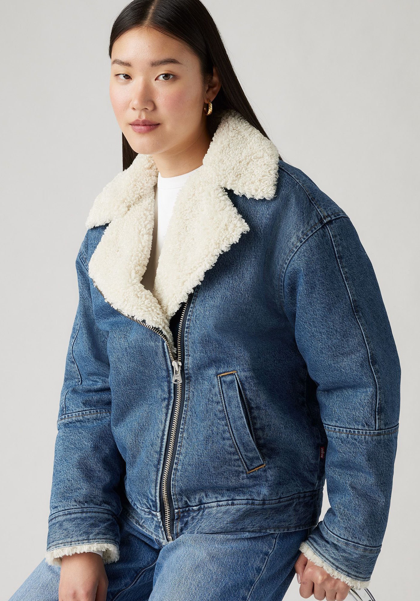 Levi's® Jeansjacke »SHERPA FLIGHT JACKET« ohne Kapuze mit Sherpa-Futter
