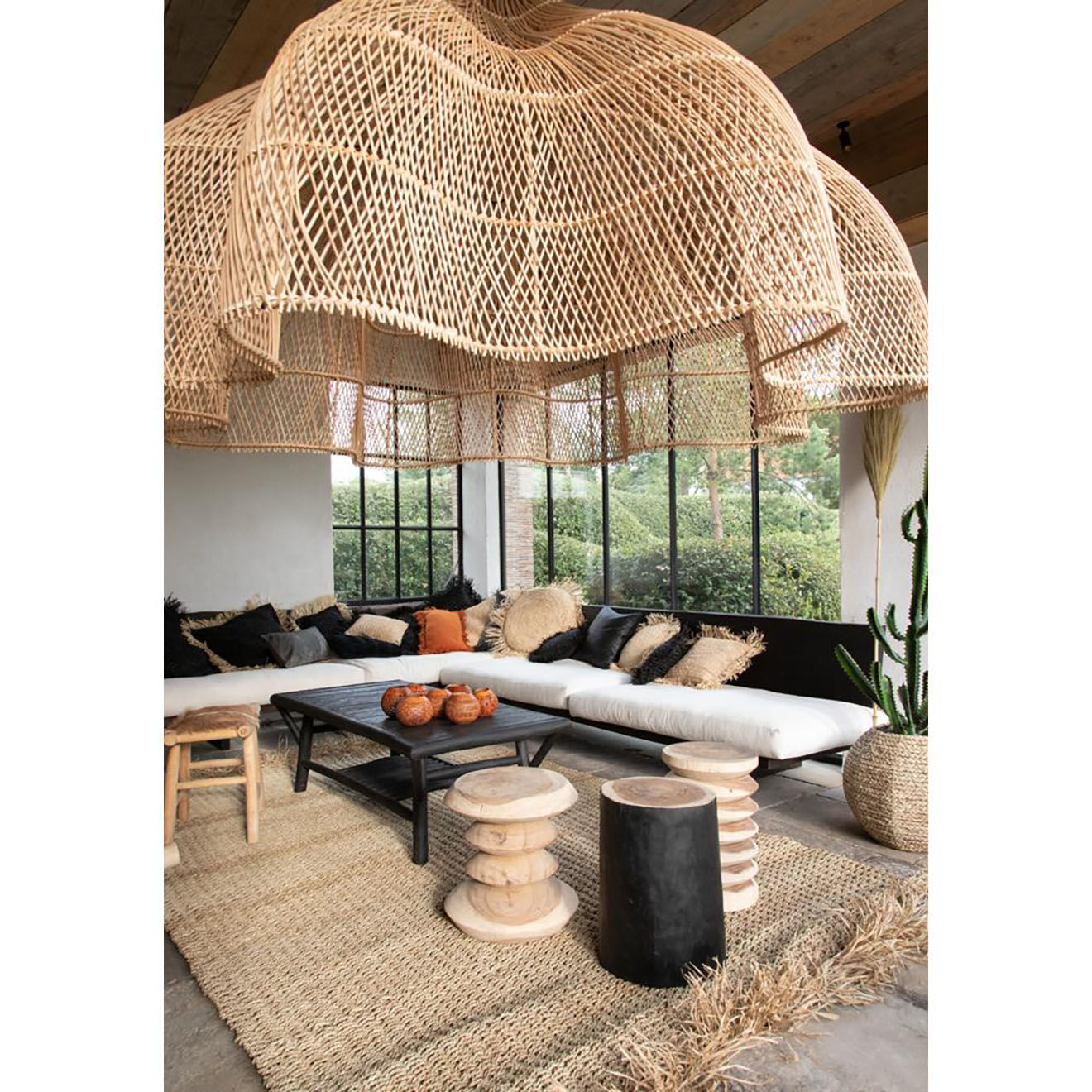 Bazar Bizar Tabouret Tribe beige/noir - 30x30x40 cm