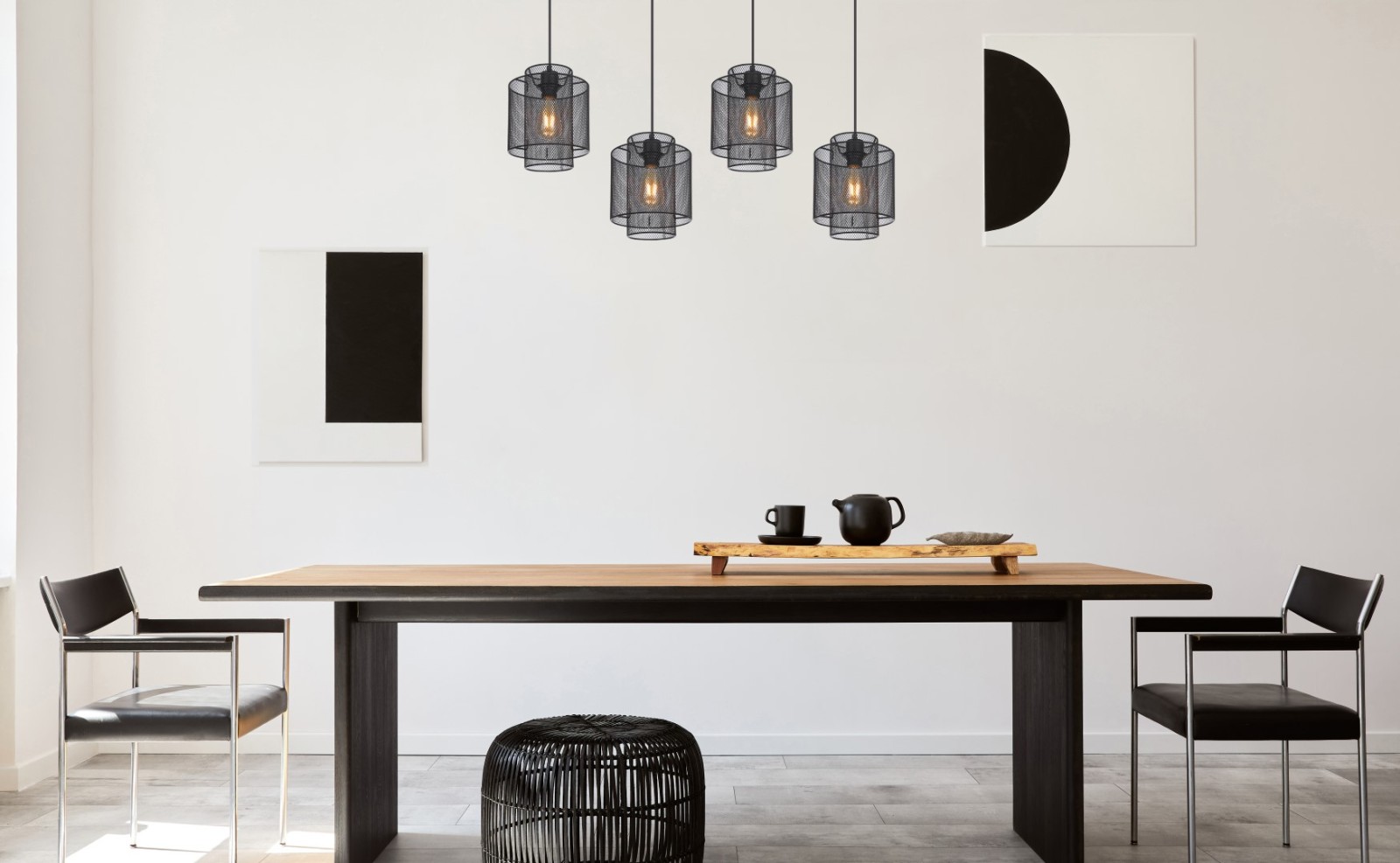 Pendelleuchte - schwarz-matt - Metall - 120 cm hoch