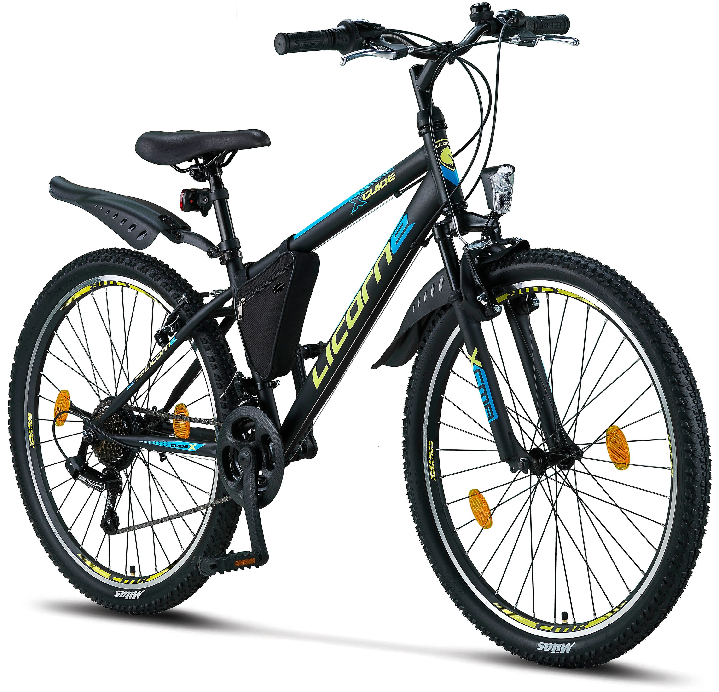 Licorne Bike Guide Premium Mountainbike in 20, 24 und 26 Zoll - Fahrrad für Mädchen, Jungen, Herren und Damen - Shimano 21 Gang-Schaltung, Kinderfahrrad, Kinder
