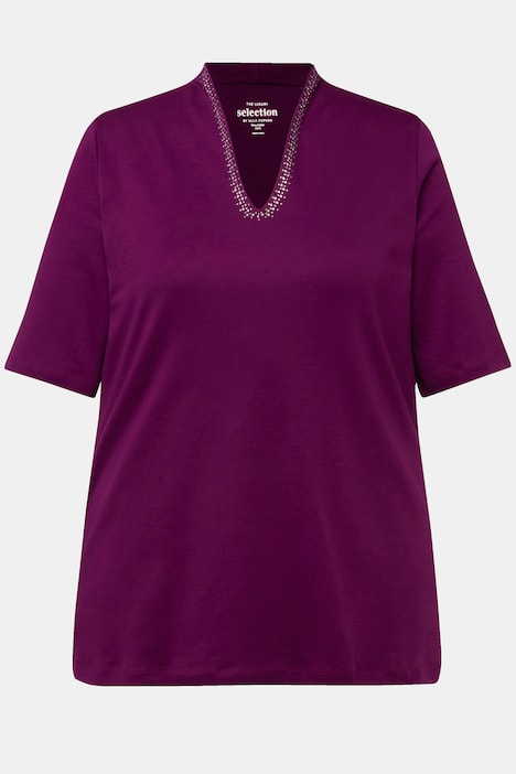 T-Shirt, Pima Cotton, A-Linie, Kelchkragen, Halbarm