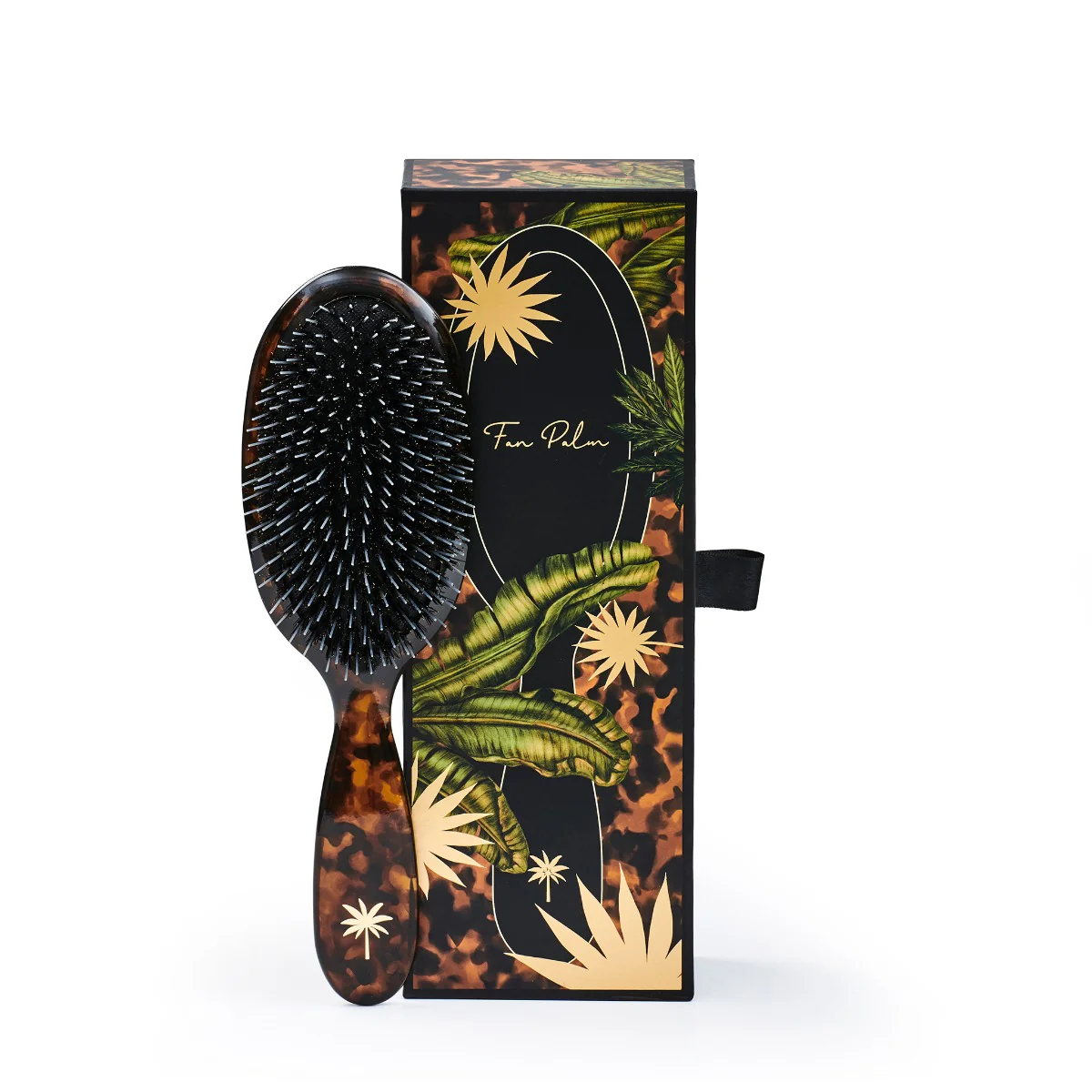 Fan Palm  Medium Vildsvinehår & nylon hårbørste, Tortoise Shell - Gloss Tortoise pattern
