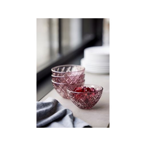 Lyngby Glas Sorrento 4-pak Skåle, Pink, Ø12 cm