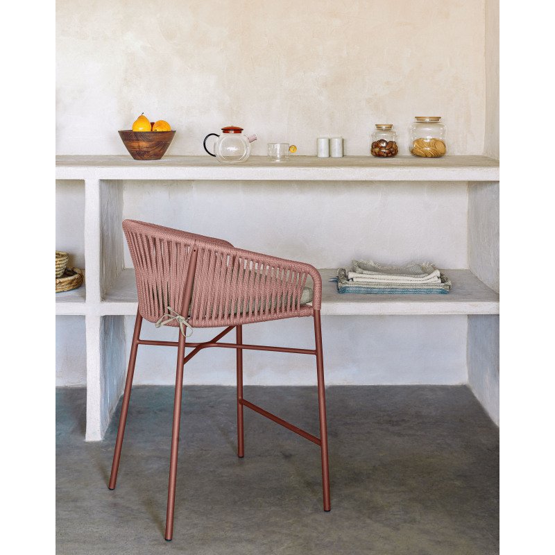 Tabouret Yanet - corde - structure acier galvanisé H 65 cm