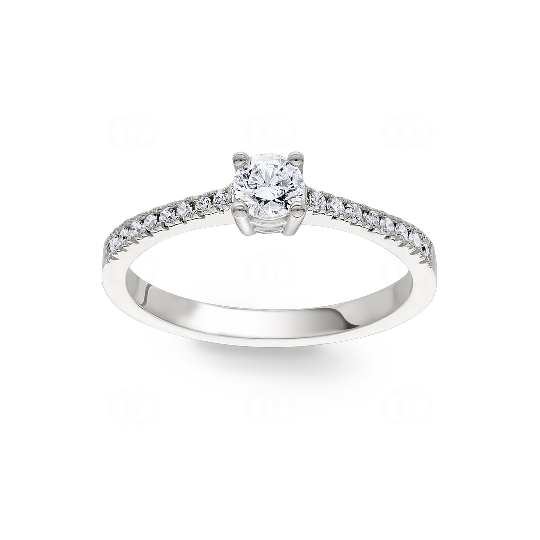 Verlobungsring 750/18 K Weissgold mit Diamanten 0.44 ct H/si