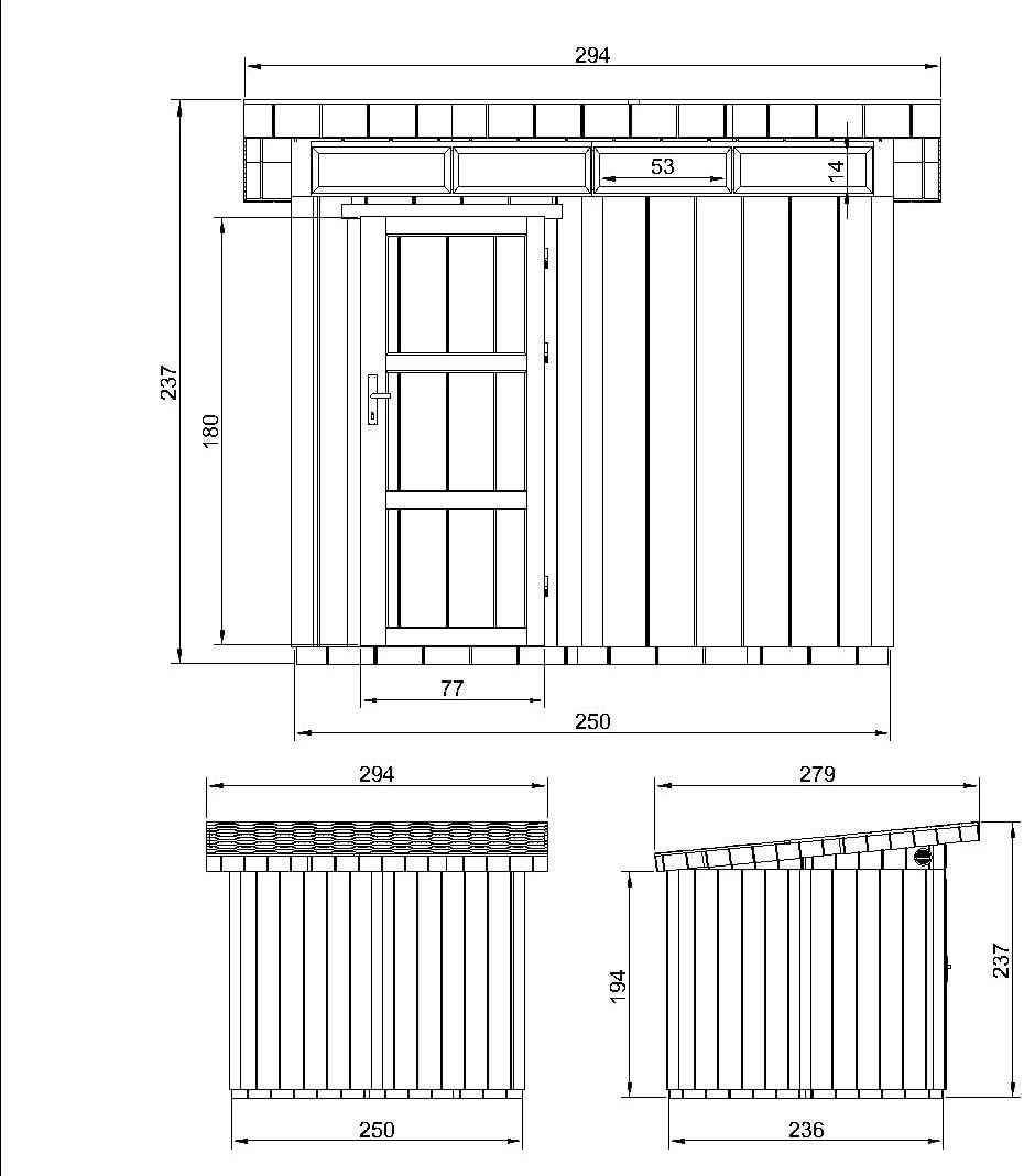 Gartenhaus Premium Qualität 5,9m² - L279xW293cm- All-Inclusive-Set mit Boden, Bitumen-Dachziegeln, Farbset- Hochwertiger Geräteschuppen aus Holzwerkstoffplatten LP Smartside - M903 Tundra Grey