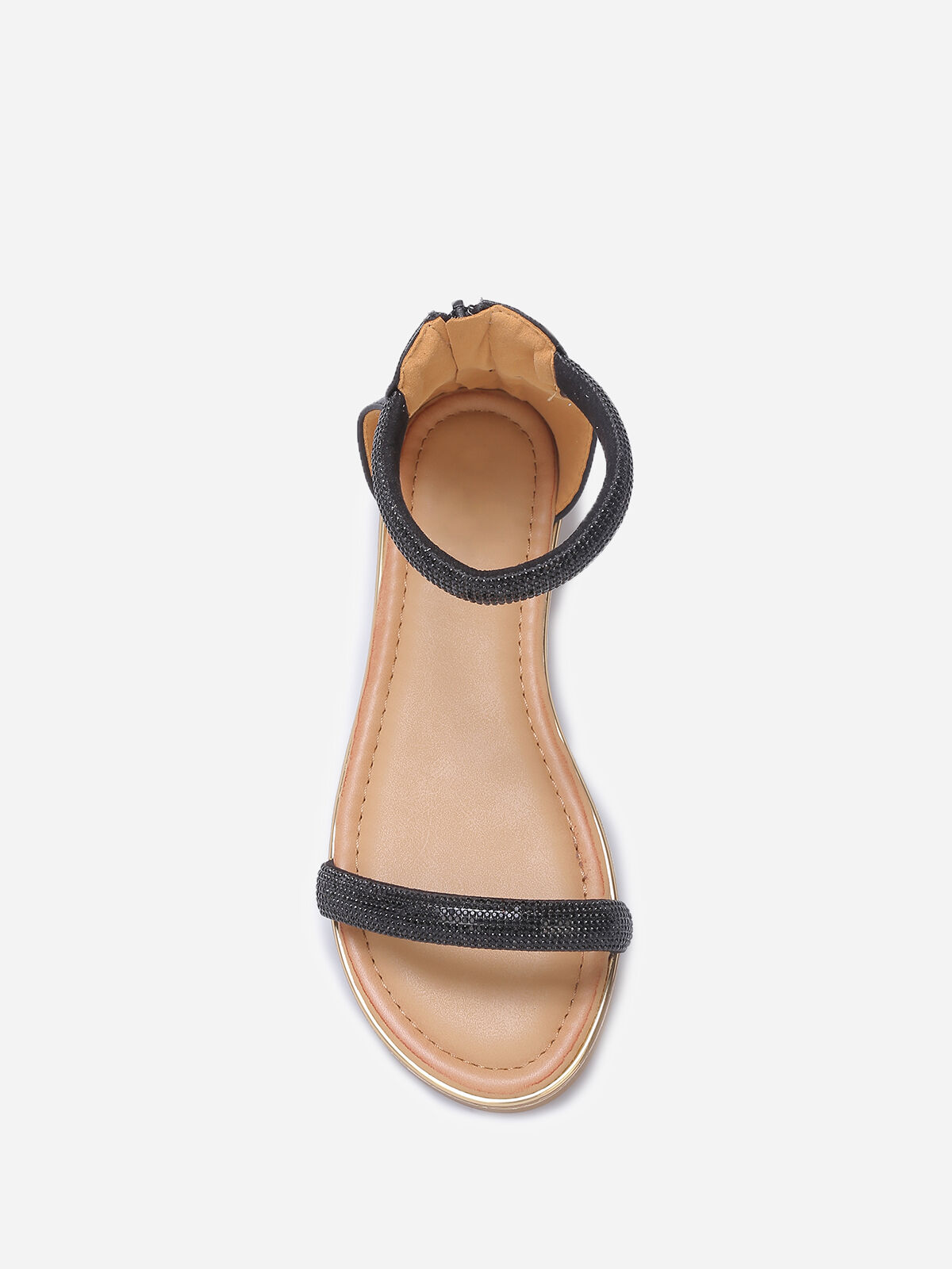 Sandales à strass et zippées à l'arrière- Noir