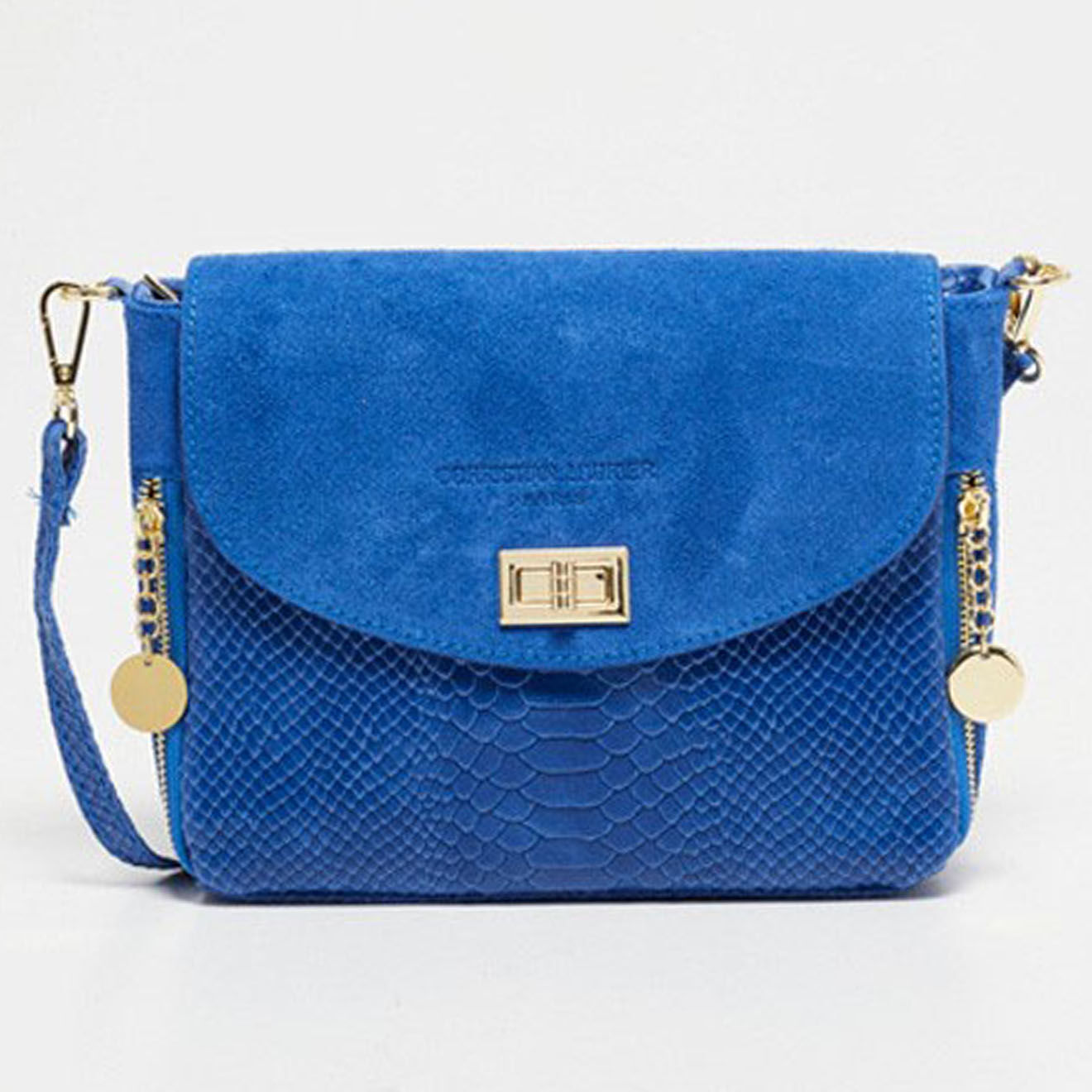 Christian Laurier Sac bandoulière en Cuir Acil bleu ciel - 23x18.5x8 cm