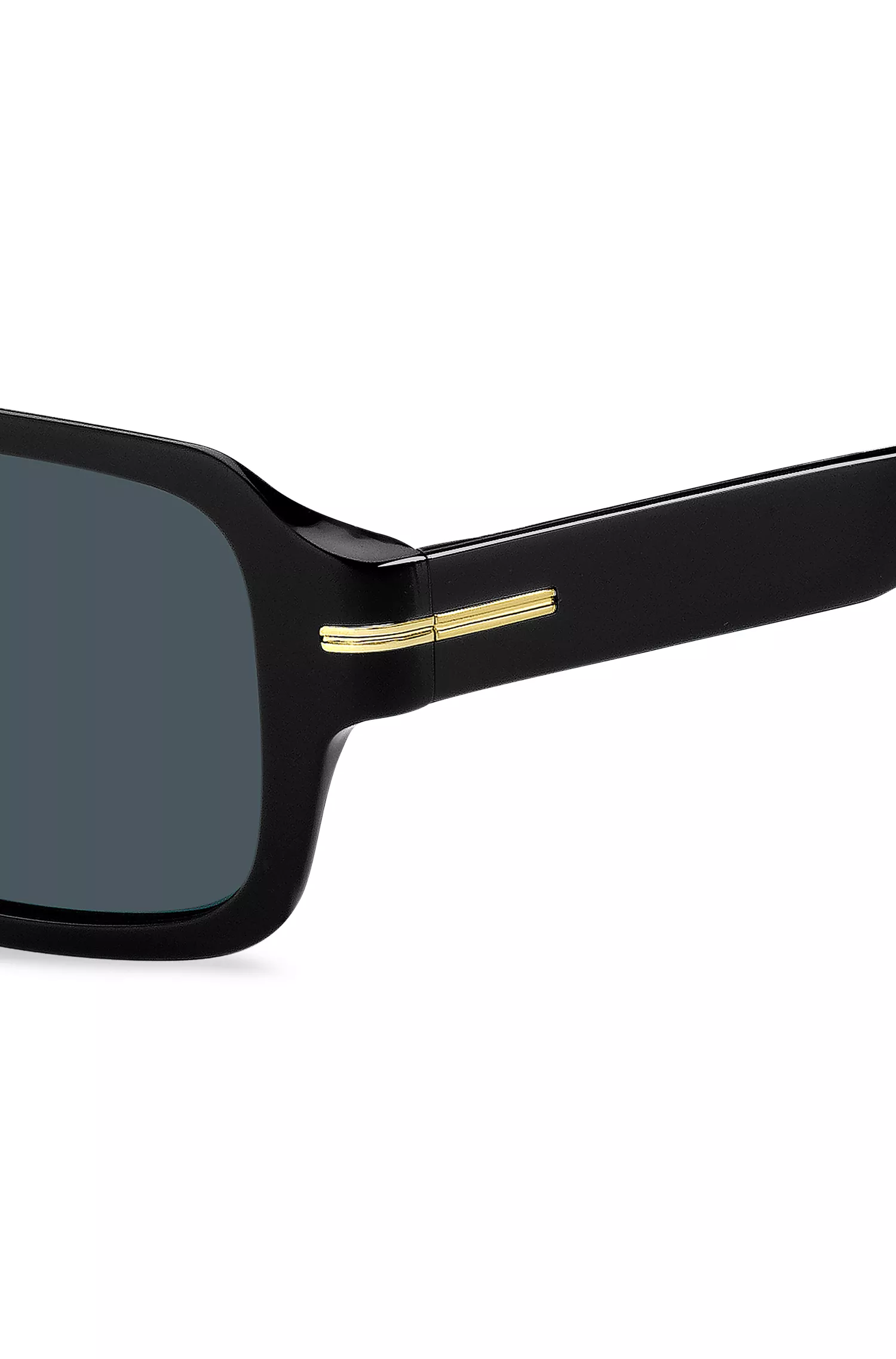 Óculos de sol BOSS em acetato preto com detalhes exclusivos.