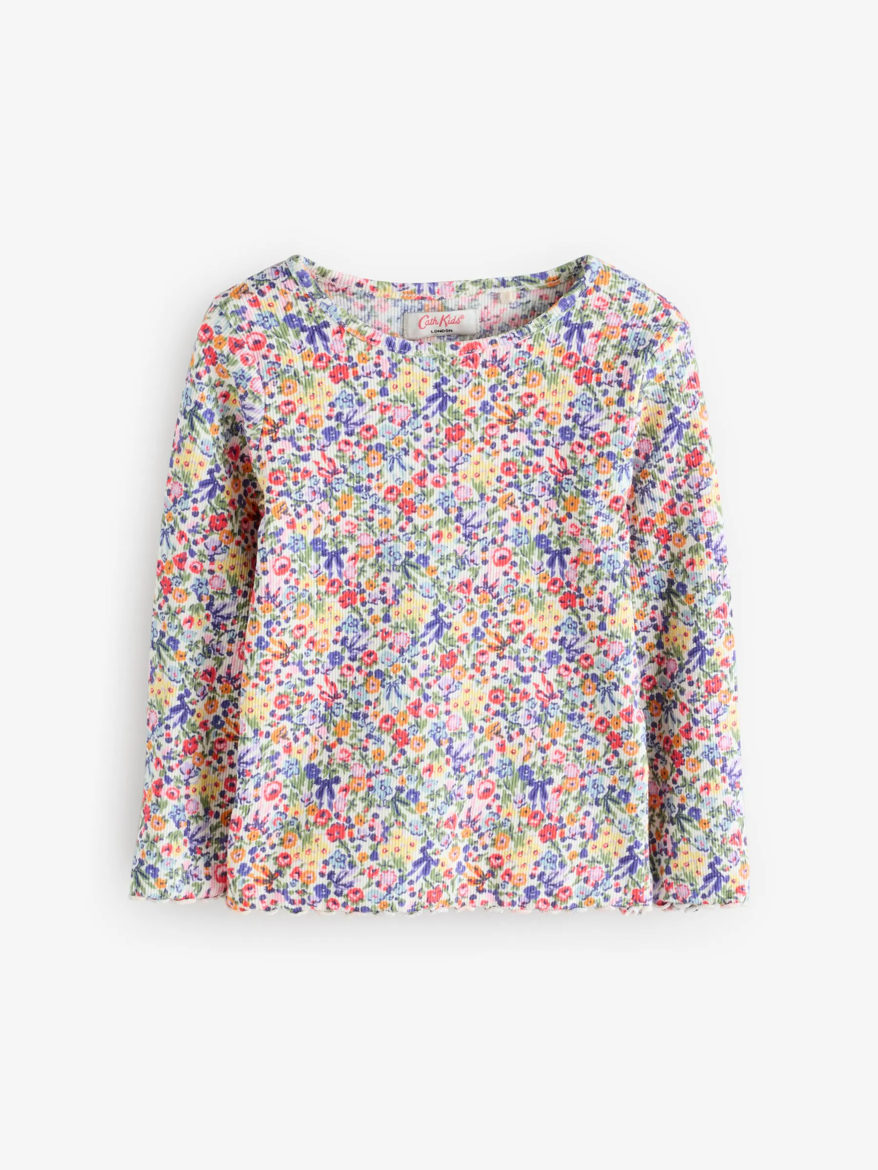 Marineblauw - Cath Kidston T-shirts met lange mouwen en ribbels met bloemenprint, verpakking van 3 (3 mnd - 7 jr)