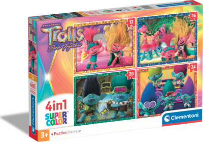 Clementoni Puslespil - Trolls - Super Color - 3X48 Brikker