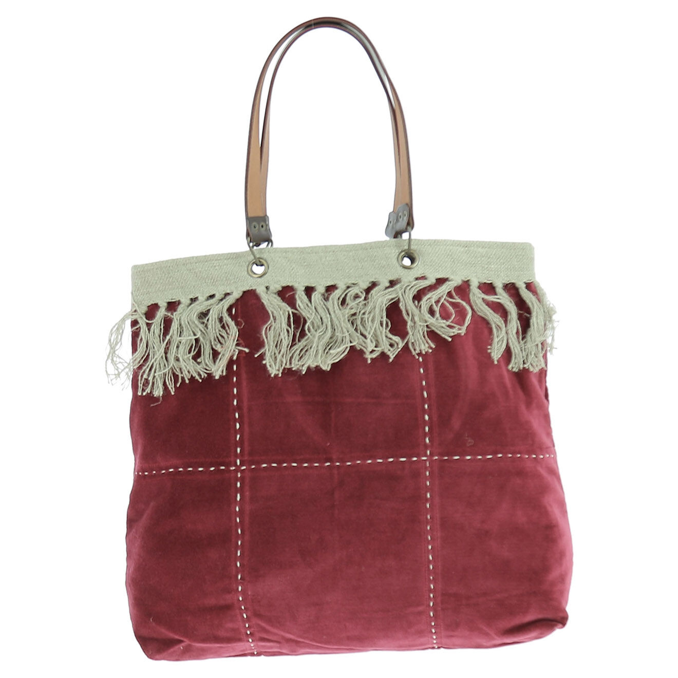 En Fil d'Indienne Sac Cabas Medium Boho framboise - 40x40x12 cm