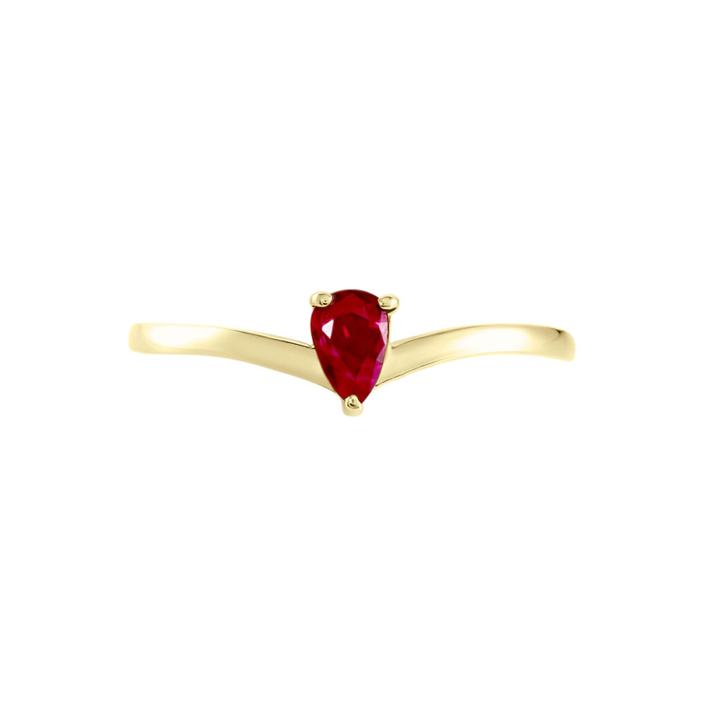 Bague Solitaire Goutte Or Jaune Rubis
