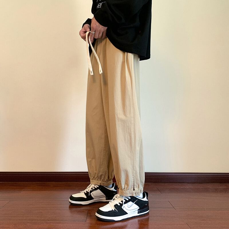 Ayuyel - Effen cropped harembroek met trekkoordtaille