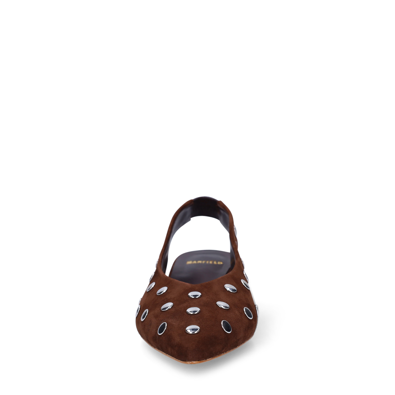 Bruine suède slingbacks met studs
