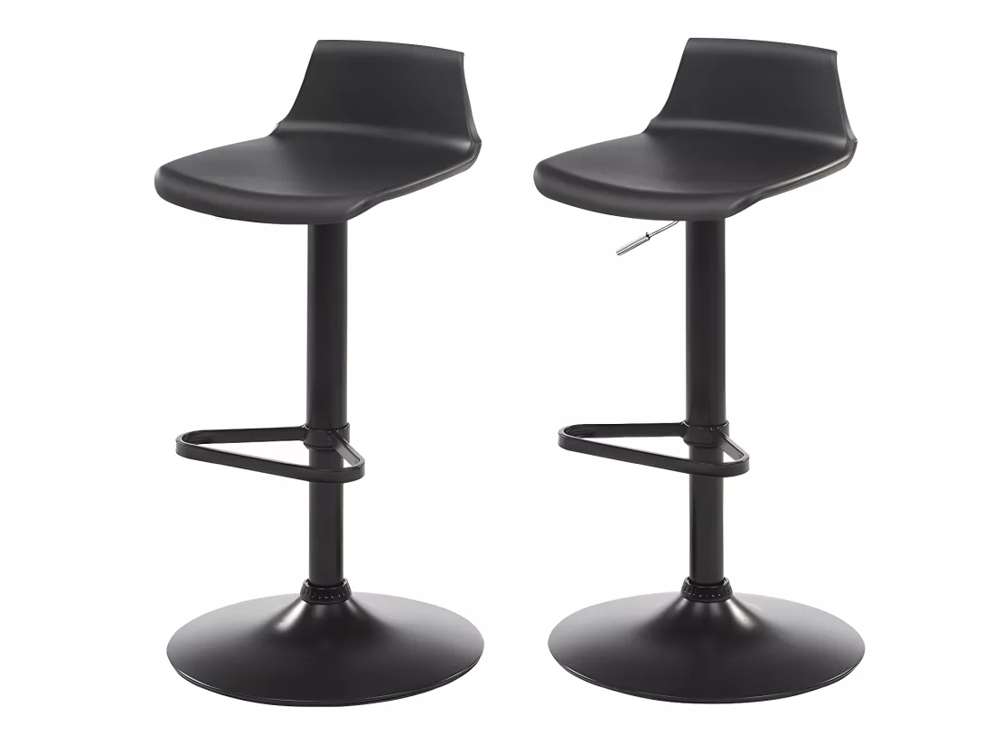 Lot de 2 tabourets de bar - Polypropylène - Coloris noir - CALAS