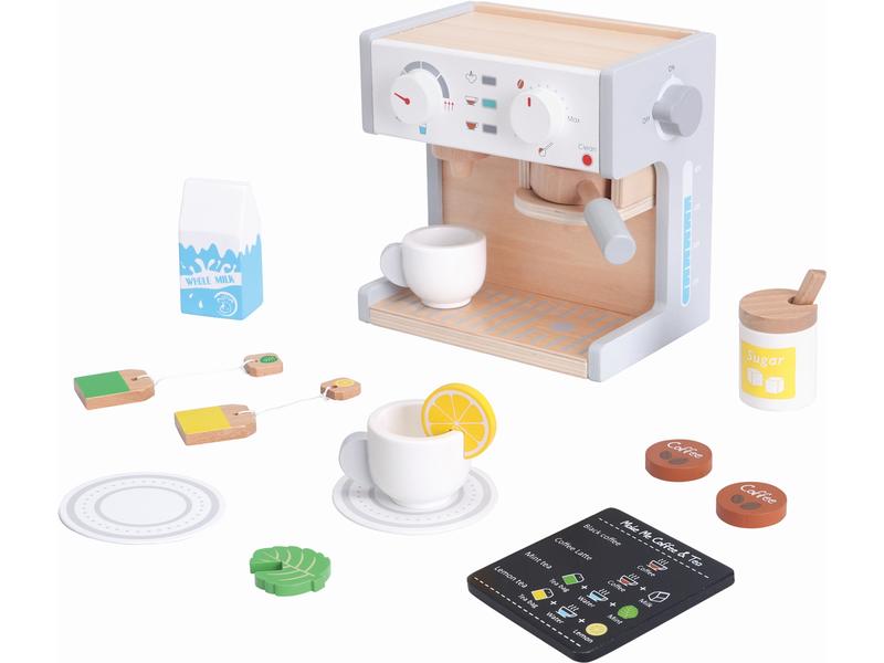Spielba Holzspielwaren Spiel-Haushaltsgerät Kaffeemaschine Spielset für Kaufladen und Kinderküche