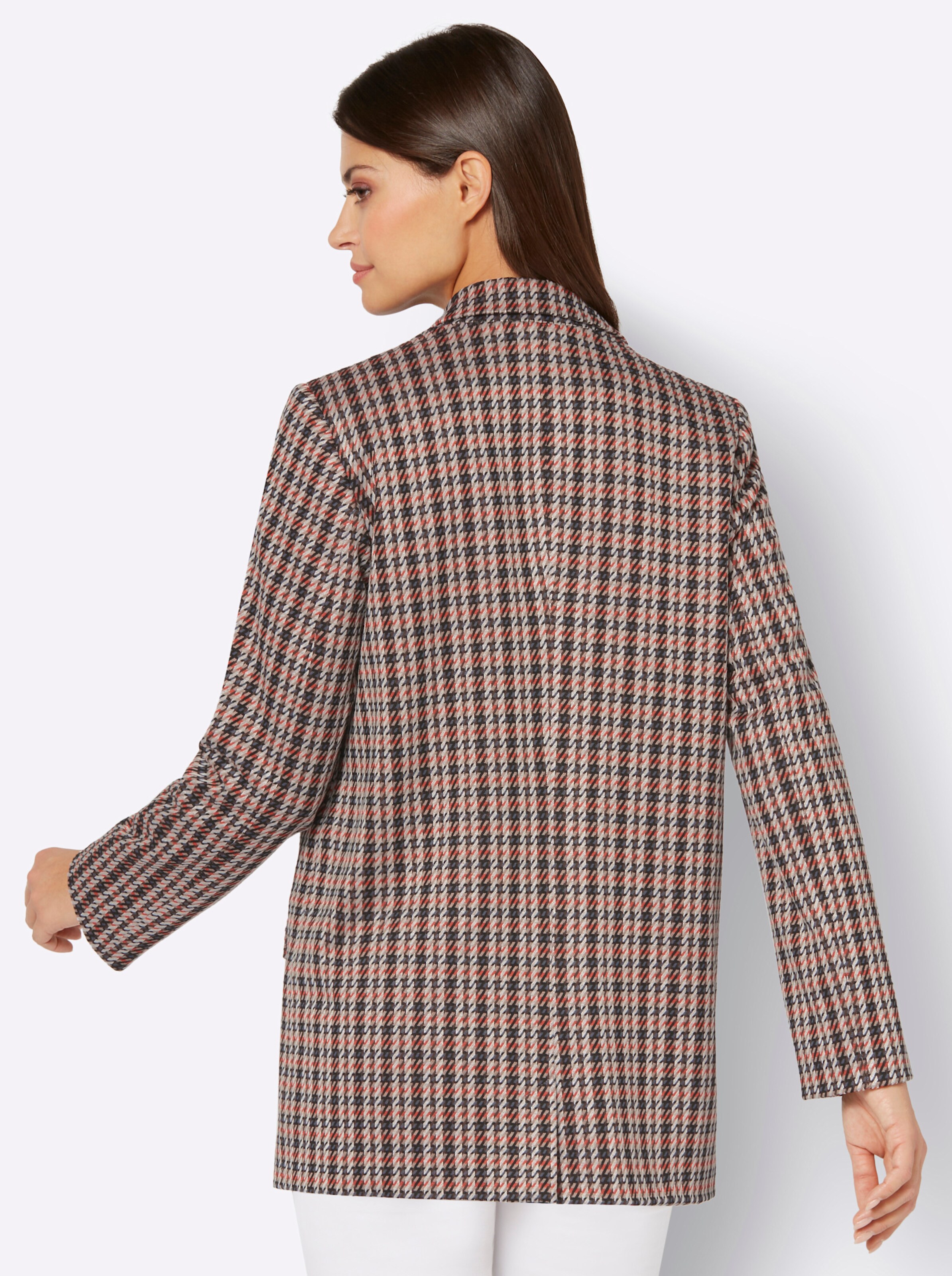 Jacquard-Blazer in terra-rauchblau-gemustert