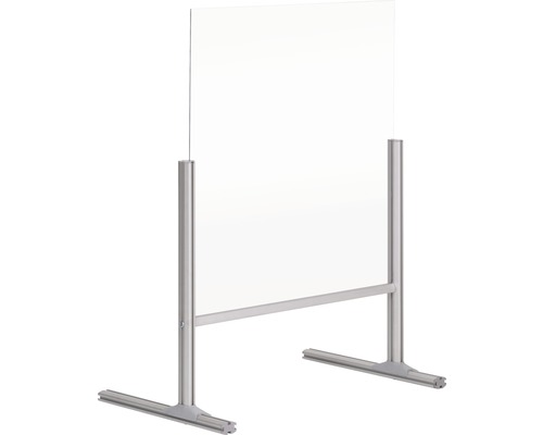 Hygiënescherm voor aanrechtblad, glas, zilver, 65x87x42,5 cm