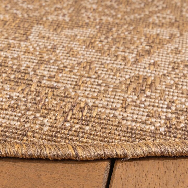 Rond jute buitenkleed - Mavi Medaillon Bruin/Creme
