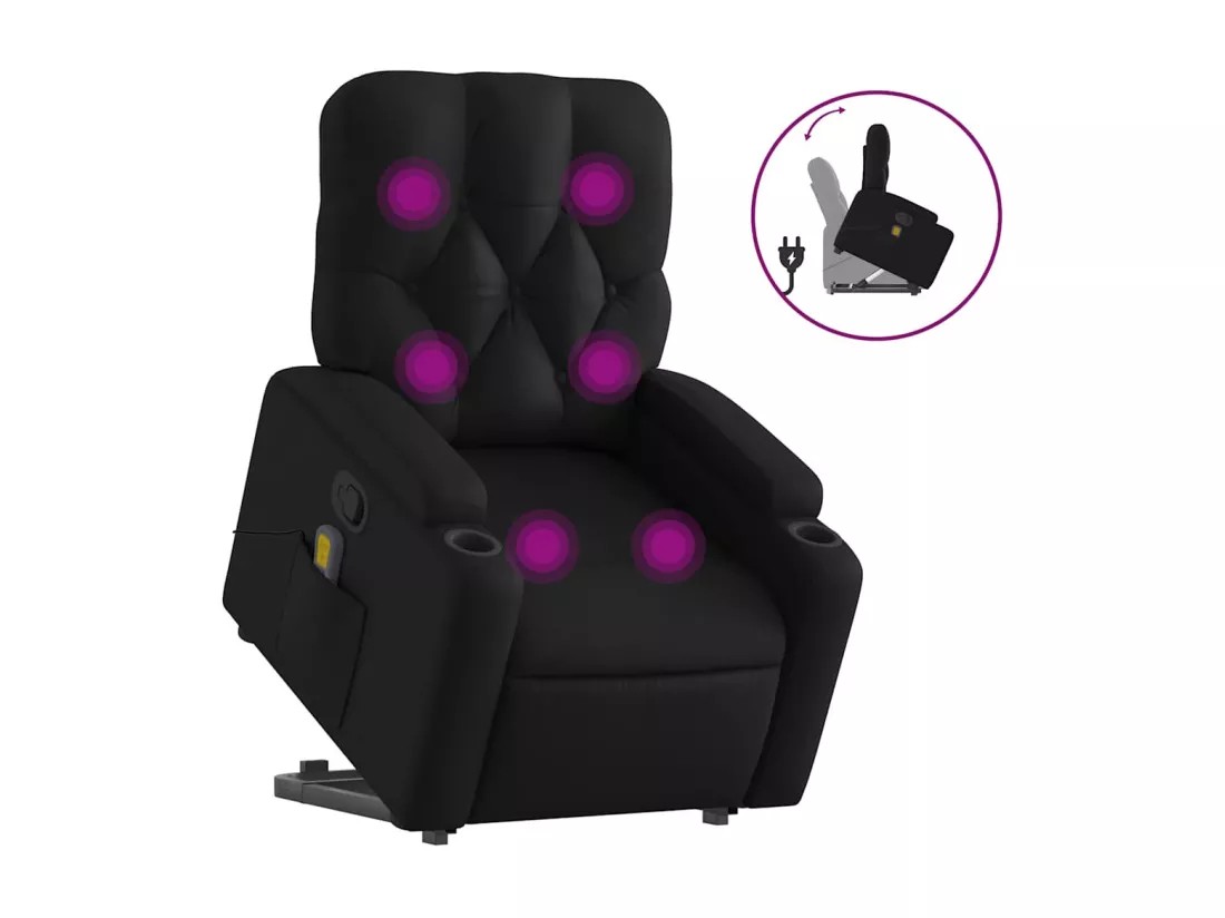 Fauteuil inclinable massant Noir Similicuir