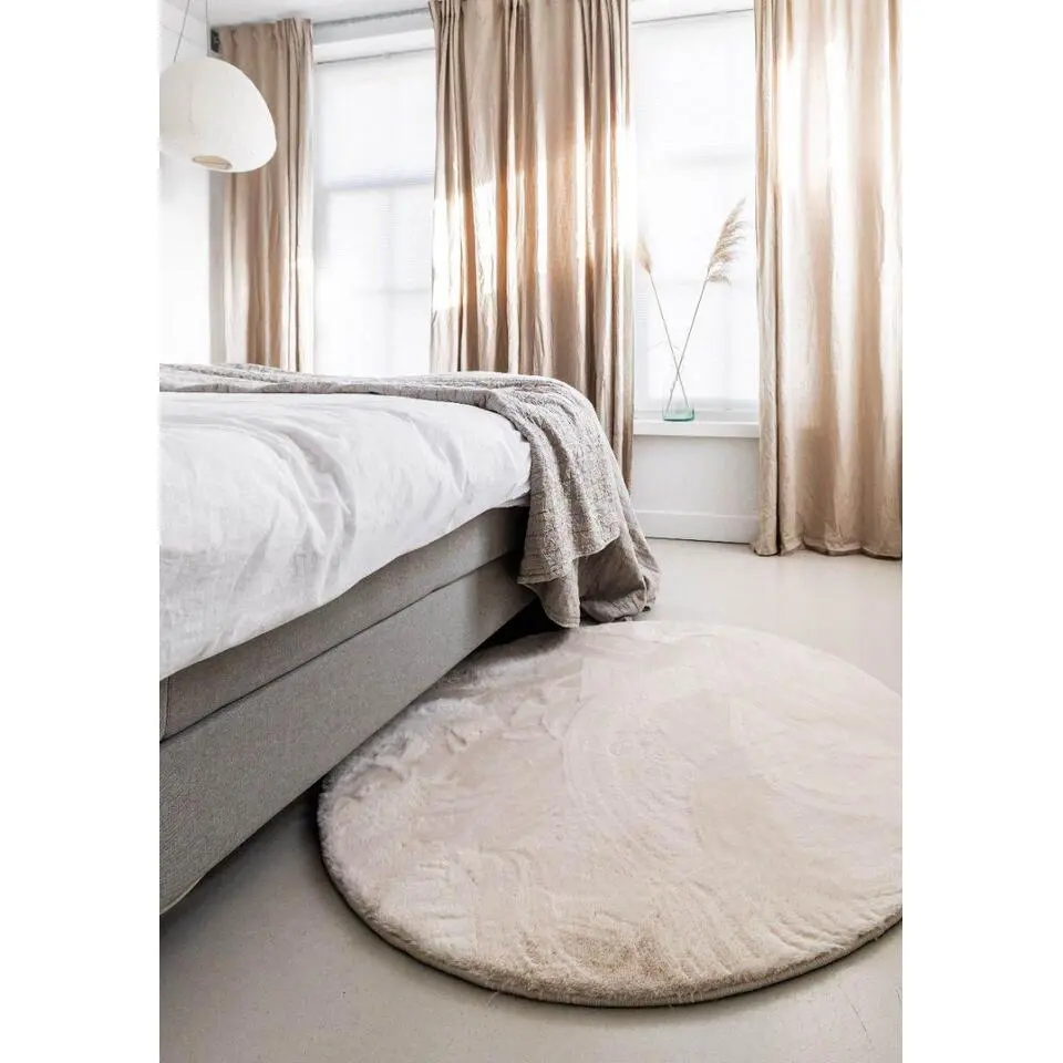 Interieur05 Rond Hoogpolig Vloerkleed Lux Creme - 200 x 200 cm