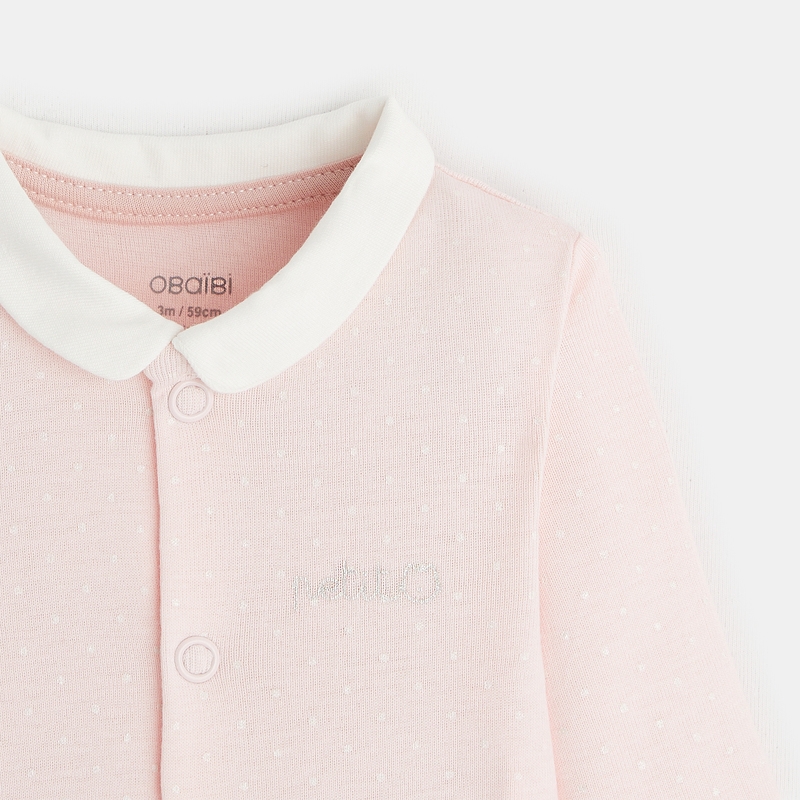 Body manches longues pois rose naissance