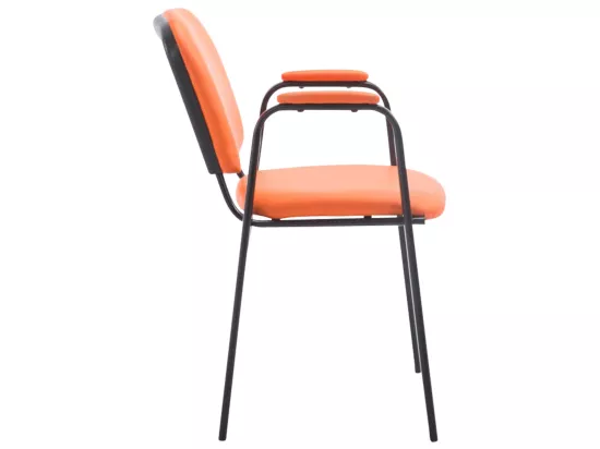 Lot de 4 Chaise de salle à manger - Similicuir & Métal noir mat - Orange - Ken Pro