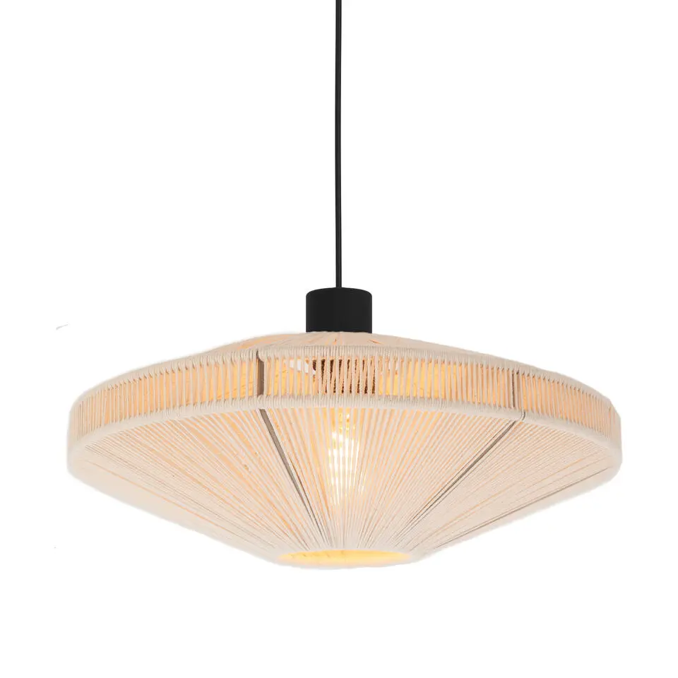 EGLO Midsumer Hanglamp - E27 - Ø 38 cm - Zwart/Crème - Textiel