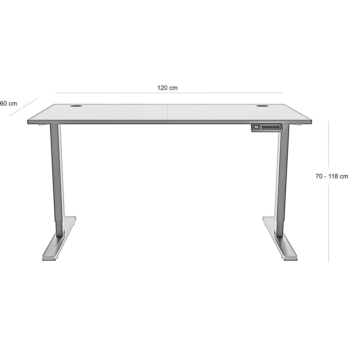 Piranha E-Base 120 høydejusterbart skrivebord (sort/hvit)