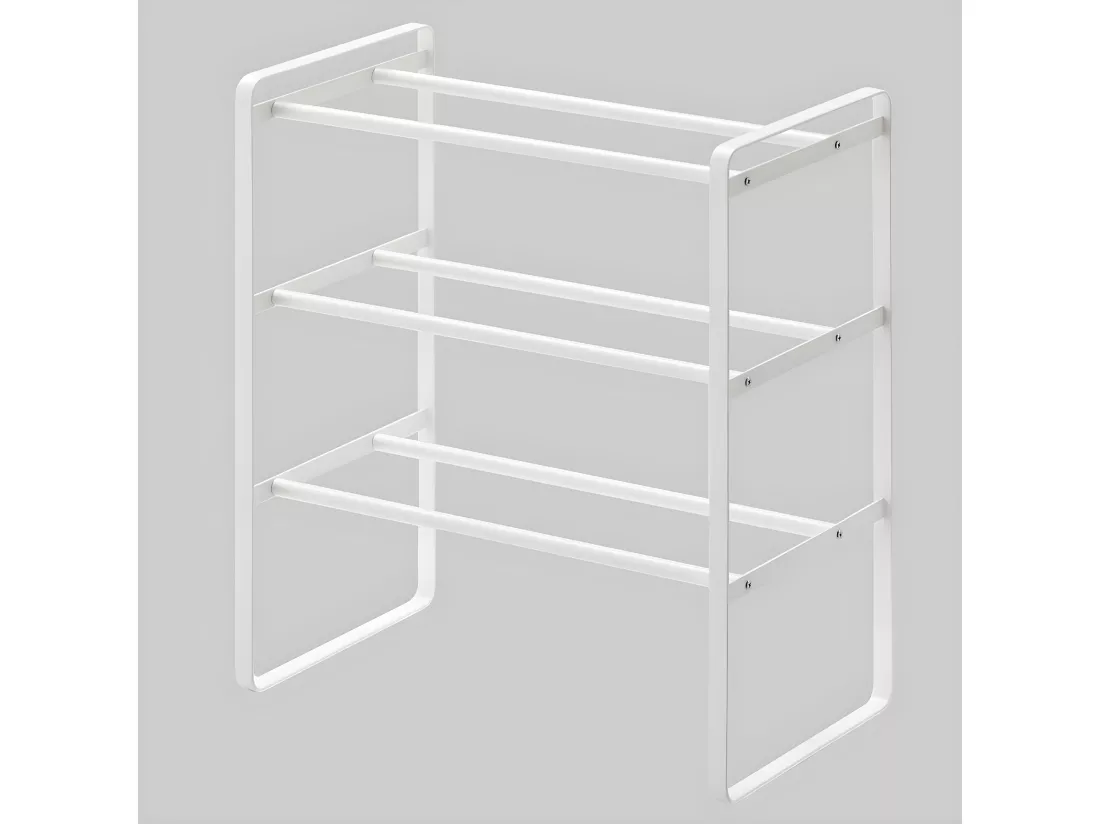 Rangement à chaussures largeur extensible 4 niveaux en acier blanc Frame