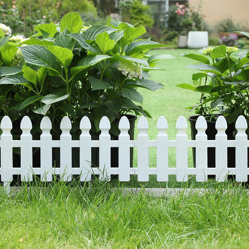 (8er Set) 48x21cm Garten Beeteinfassung Kunststoff Rasenkanten Zaun - Weiss