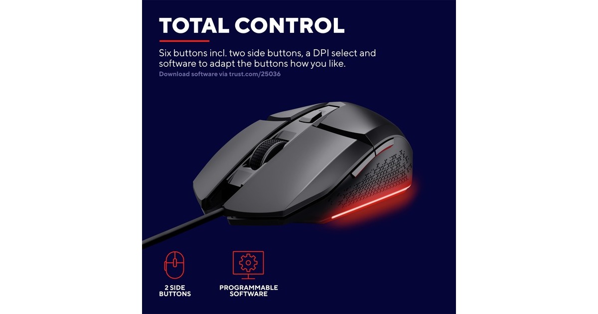 TrustGXT 109 Felox verlichte gaming muis  (Zwart, RGB | 200 - 6400 dpi)