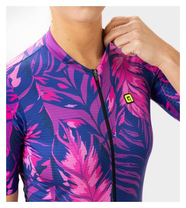 Maillot Manches Courtes Femme Alé Leaf Rose/Bleu